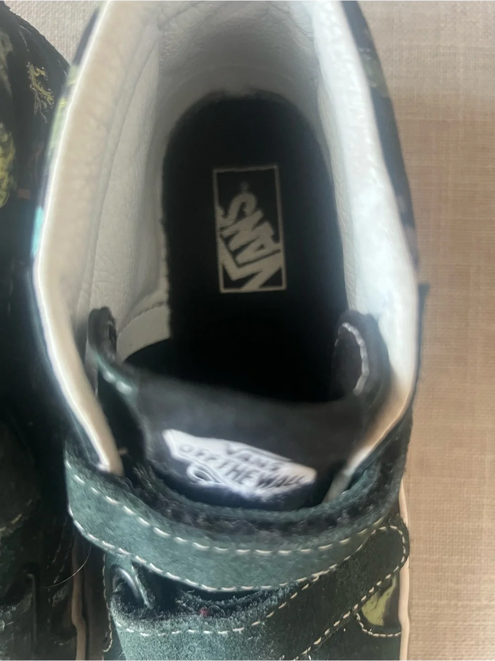 Vans Dark Green sneakers, Kids 3, dinosaur Velcro High-Top skater streetwear